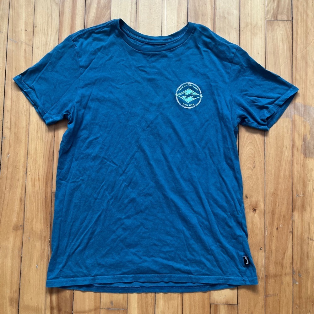 Billabong Boys T Shirt Teal Graphic Print Short Sleeve Premium Cotton Size XL 16